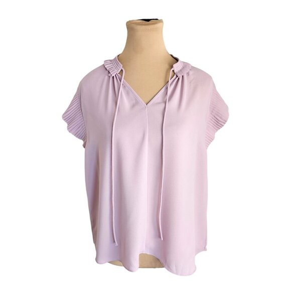 Current Air Light Purple Ruffle Sleeve Pastel Blouse w/ Neck Tie Sz S - Picture 4 of 11